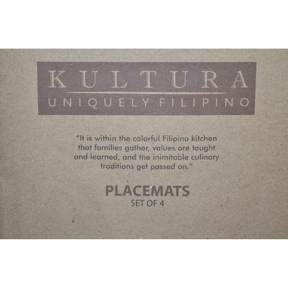 KULTURA Set of 4 Placemats Woven green yellow black Filipino Summer Cookout‎